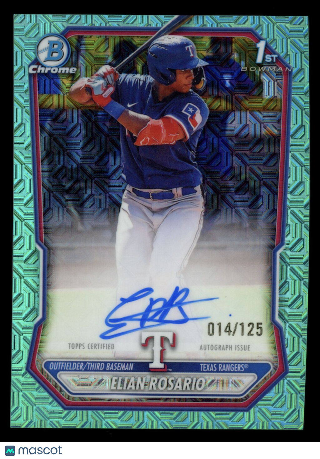 ELIAN ROSARIO 2026 Bowman Chrome Mega 1st Prospect Auto Aqua Mojo Refractor /125