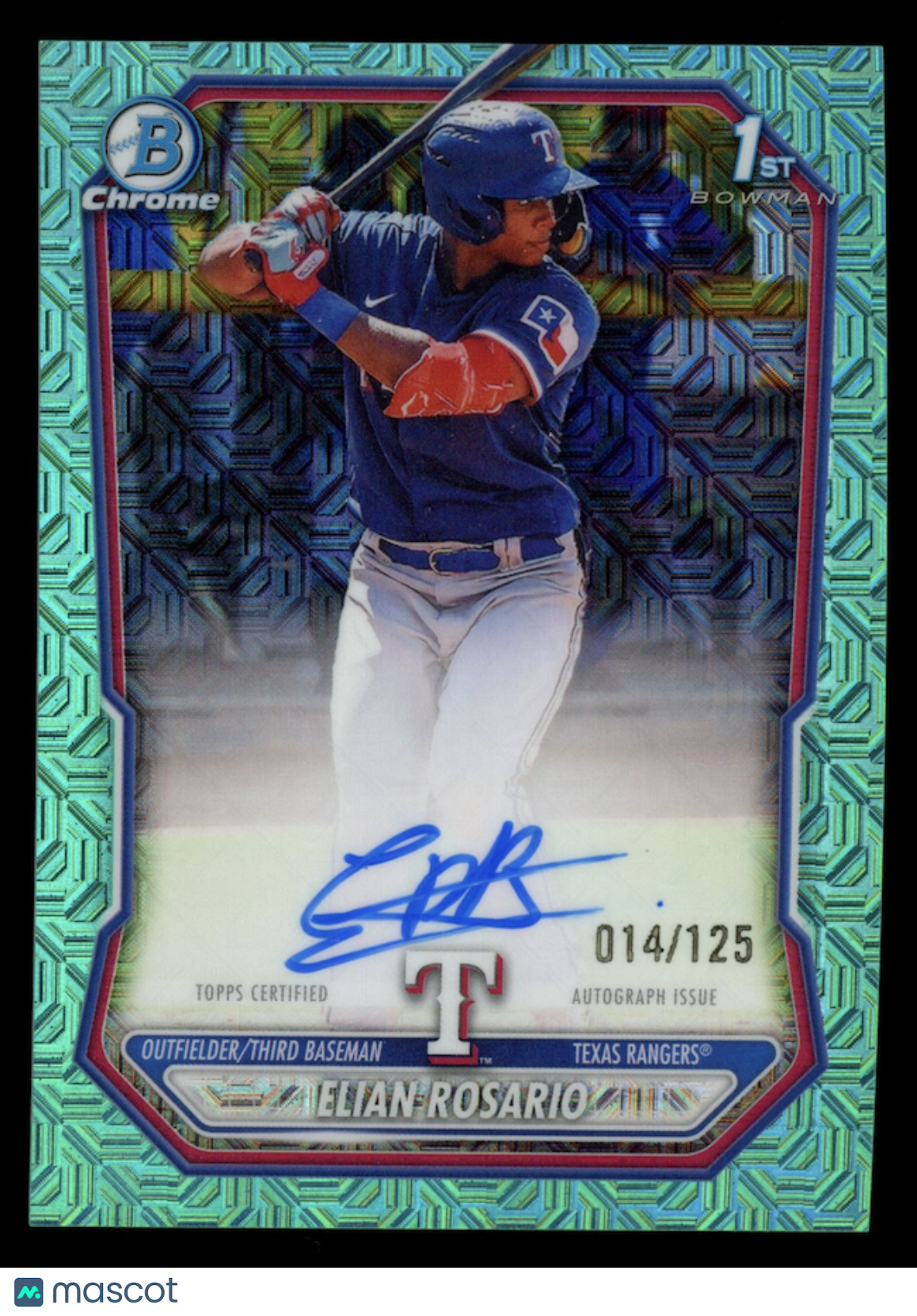 ELIAN ROSARIO 2026 Bowman Chrome Mega 1st Prospect Auto Aqua Mojo Refractor /125