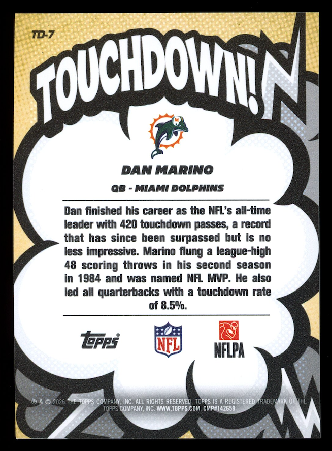 DAN MARINO 2026 Topps Flagship Touchdown Case Hit SSP #TD-7 Dolphins