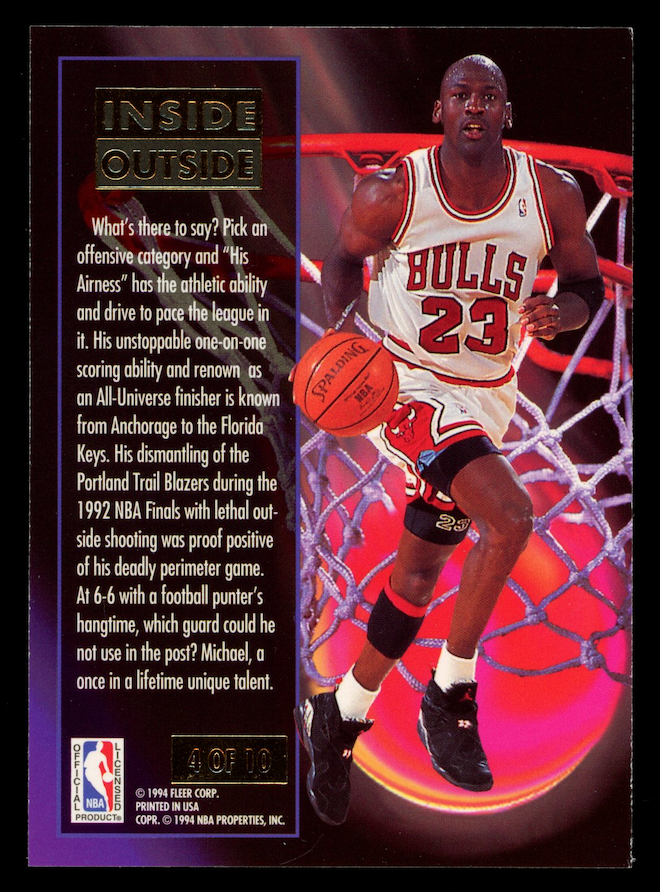 MICHAEL JORDAN 1993-94 Fleer Ultra Inside Outside #4 Bulls