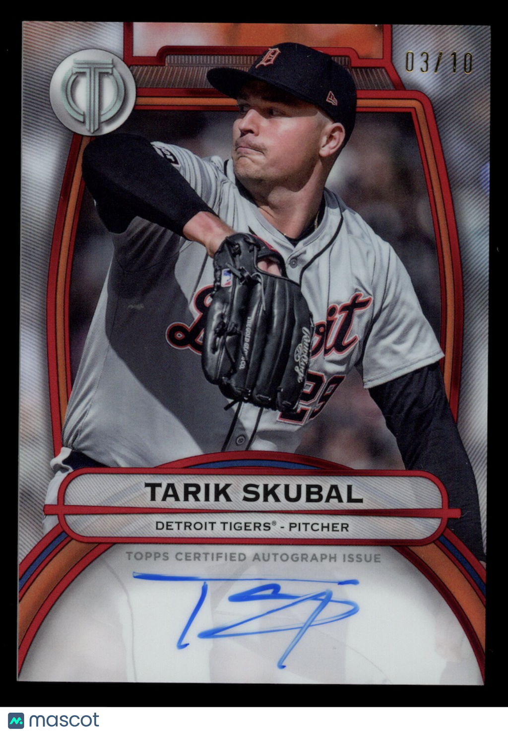 TARIK SKUBAL 2025 Topps Tribute Auto Red /10 #TA-TS Tigers