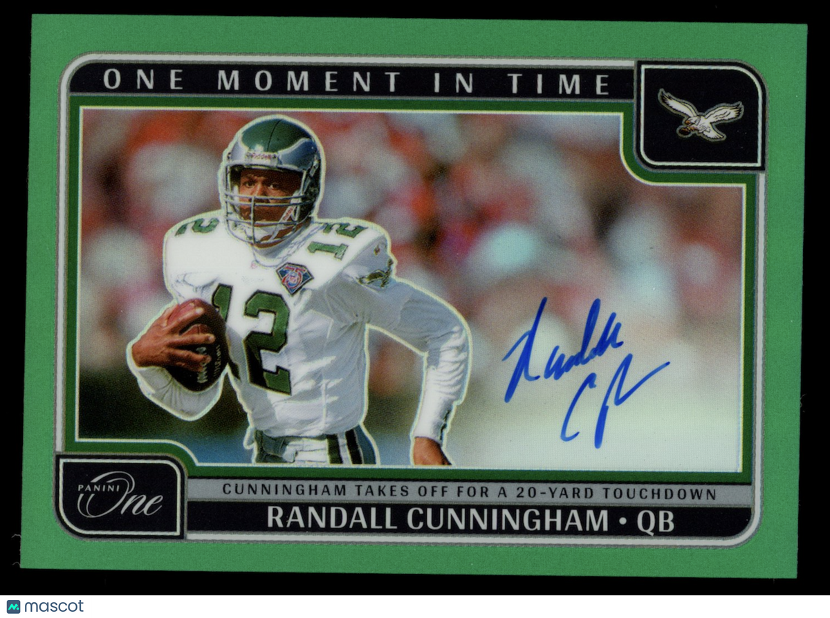 RANDALL CUNNINGHAM 2024 Panini One Moment In Time Auto Green Prizm /40 #389