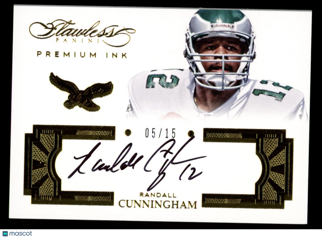 RANDALL CUNNINGHAM 2016 Panini Flawless Premium Ink Auto Gold /15 #PIRC Eagles