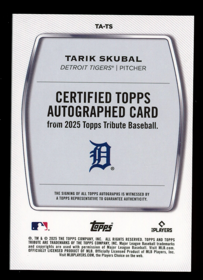 TARIK SKUBAL 2025 Topps Tribute Auto Red /10 #TA-TS Tigers