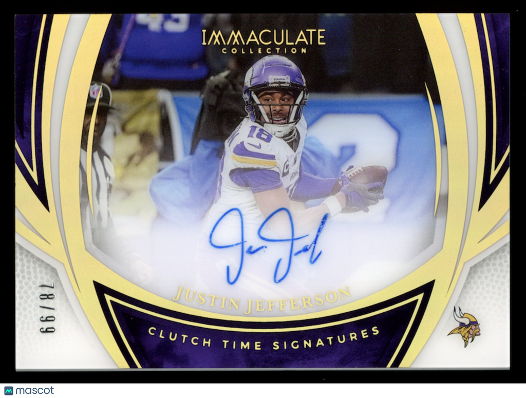 JUSTIN JEFFERSON 2025 Panini Immaculate Clutch Time Signatures Auto /99 #CTS-JJN