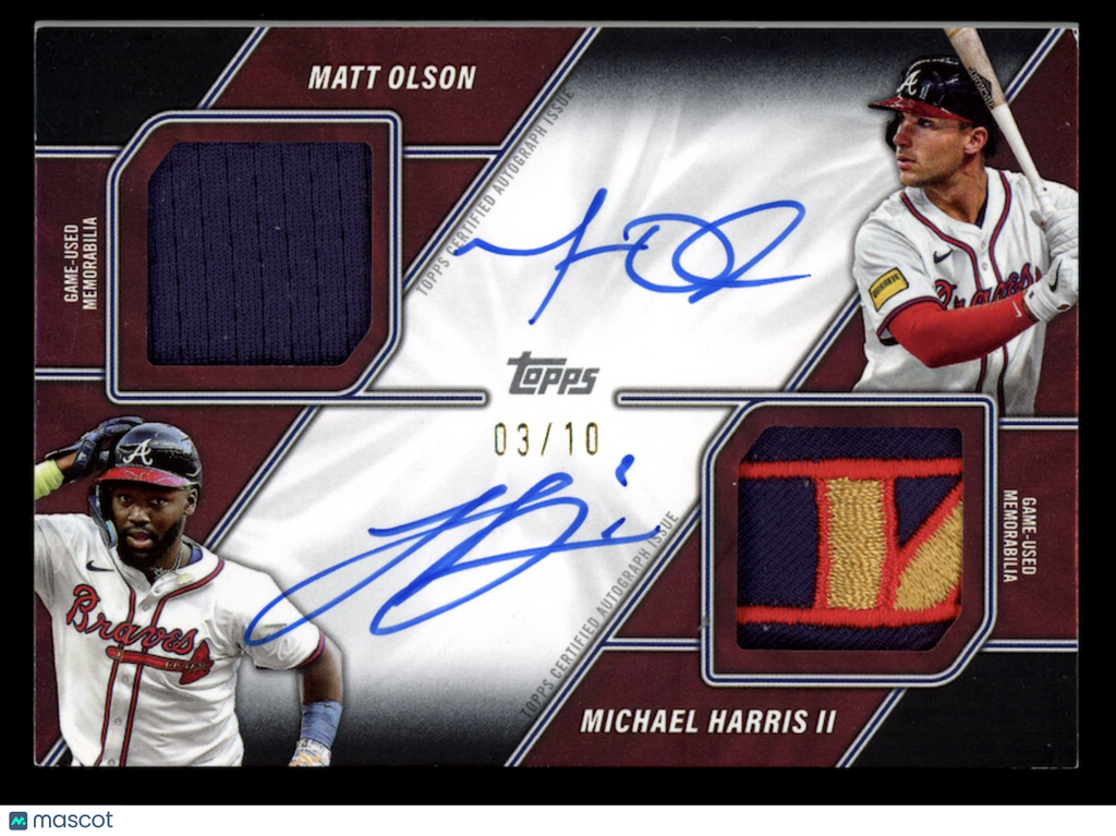 MATT OLSON MICHAEL HARRIS II 2026 Topps Major League Dual Auto Patch Black /10