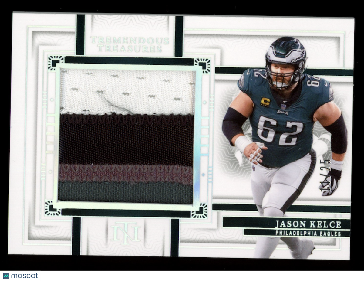 JASON KELCE 2023 Panini National Treasures Tremendous Patch Holo Silver /25
