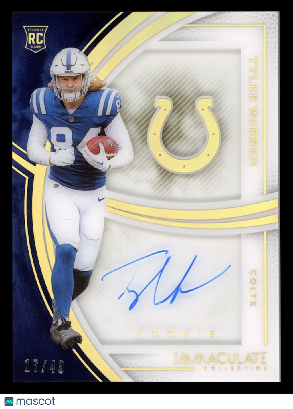 TYLER WARREN 2025 Panini Immaculate Rookie Shadowbox Auto /49 #IRSS-TWN Colts