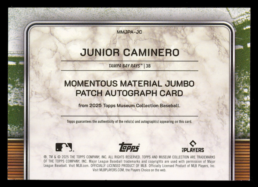 JUNIOR CAMINERO 2025 Topps Museum Collection Momentous Patch Auto Ruby /5
