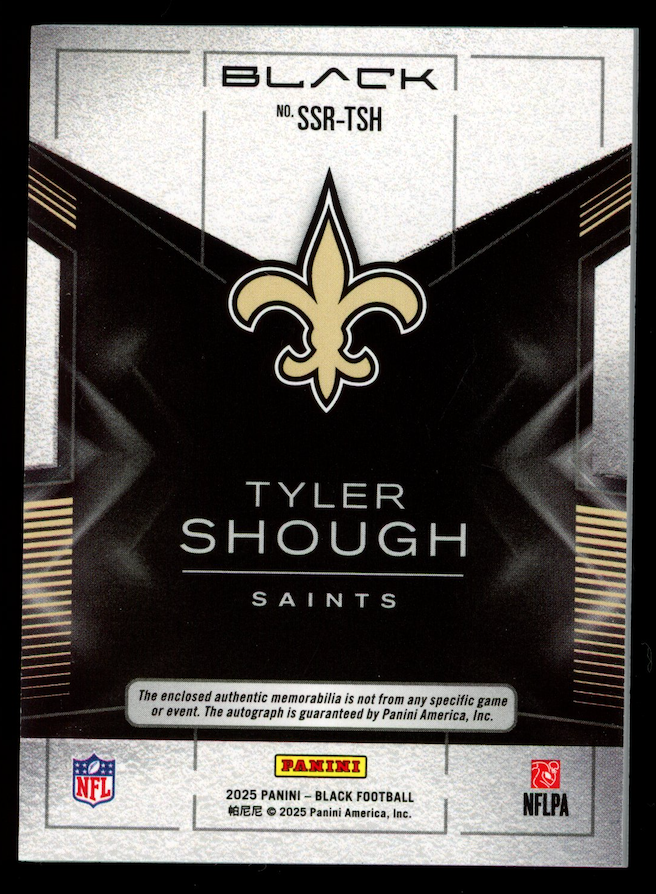 TYLER SHOUGH 2025 Panini Black Sizeable Signatures Rookie Patch Auto /99 #SSRTSH