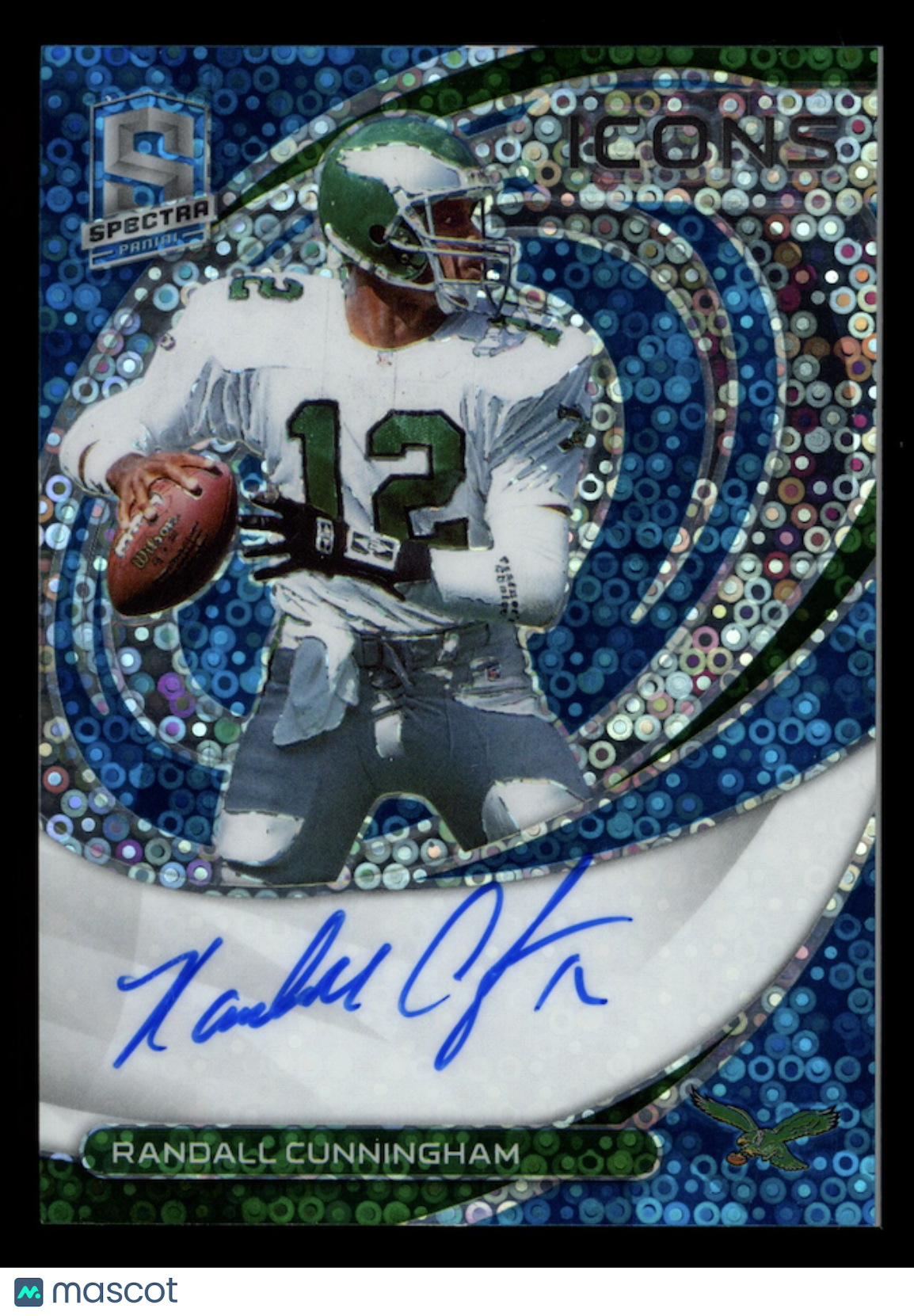 RANDALL CUNNINGHAM 2022 Panini Spectra Icons Auto Neon Blue Disco /50 #ICN-RCU