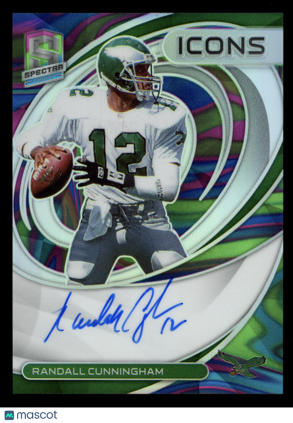 RANDALL CUNNINGHAM 2022 Panini Spectra Icons Auto Neon Marble /4 #ICN-RCU Eagles