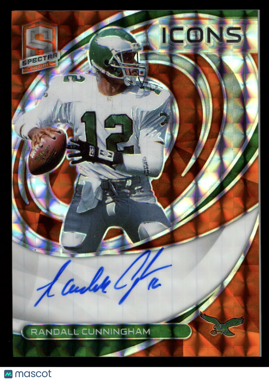 RANDALL CUNNINGHAM 2022 Panini Spectra Icons Auto Orange Mosaic /10 #ICN-RCU