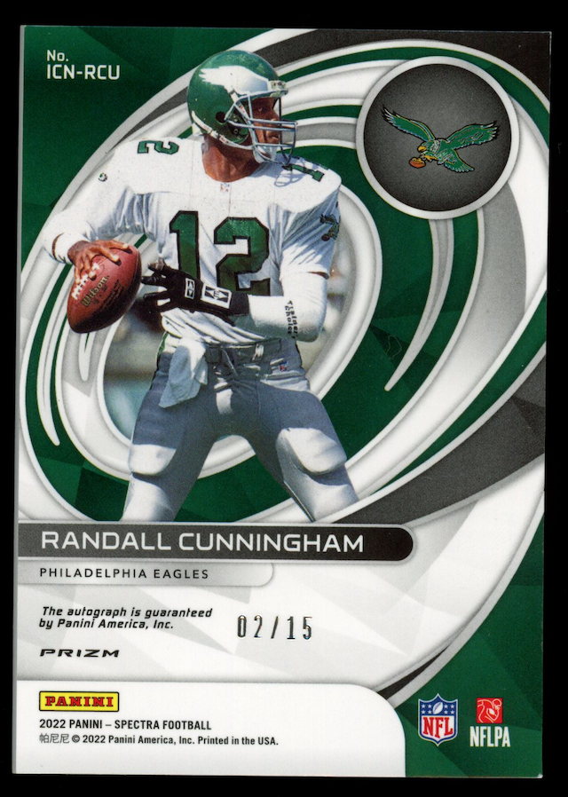 RANDALL CUNNINGHAM 2022 Panini Spectra Icons Auto Pink Hyper /15 #ICN-RCU