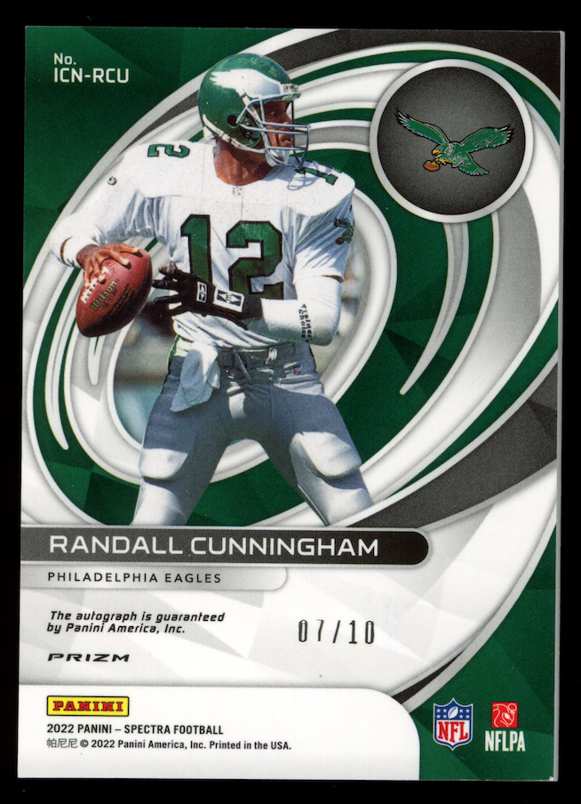 RANDALL CUNNINGHAM 2022 Panini Spectra Icons Auto Orange Mosaic /10 #ICN-RCU