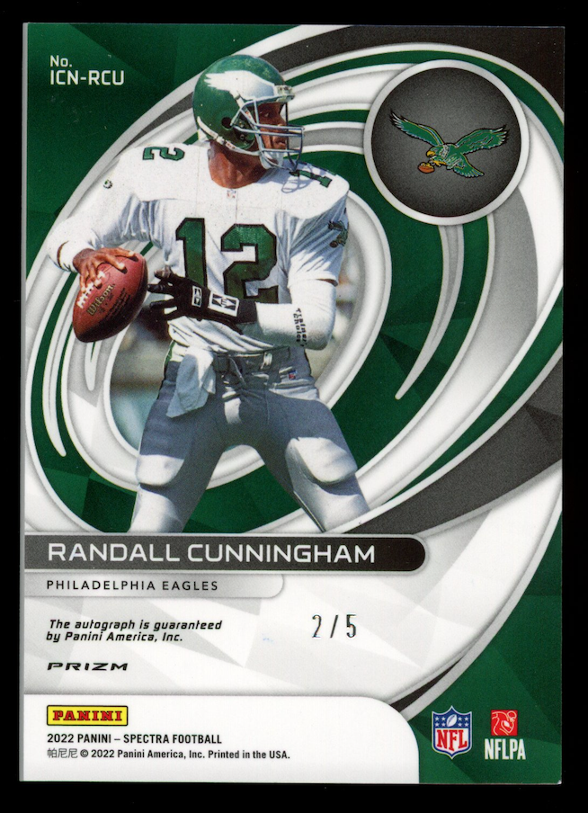 RANDALL CUNNINGHAM 2022 Panini Spectra Icons Auto Psychedelic /5 #ICN-RCU Eagles