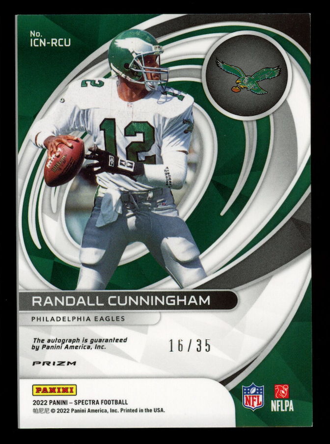 RANDALL CUNNINGHAM 2022 Panini Spectra Icons Auto Green Scope /35 #ICN-RCU