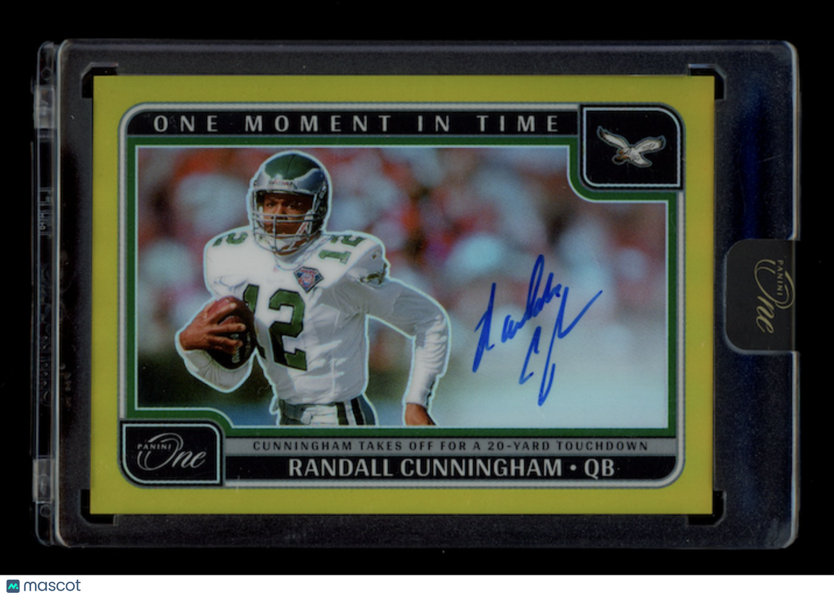 RANDALL CUNNINGHAM 2024 Panini One Moment In Time Auto Gold Prizm /10 #389