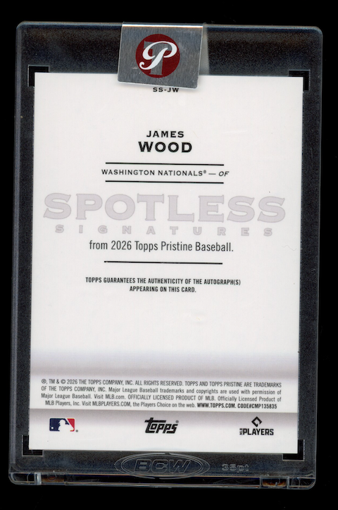 JAMES WOOD 2026 Topps Pristine Spotless Signatures Auto Blue Refractor /75 #SSJW