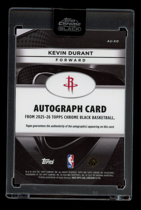 KEVIN DURANT 2025-26 Topps Chrome Black Encased Auto #AU-KD Rockets