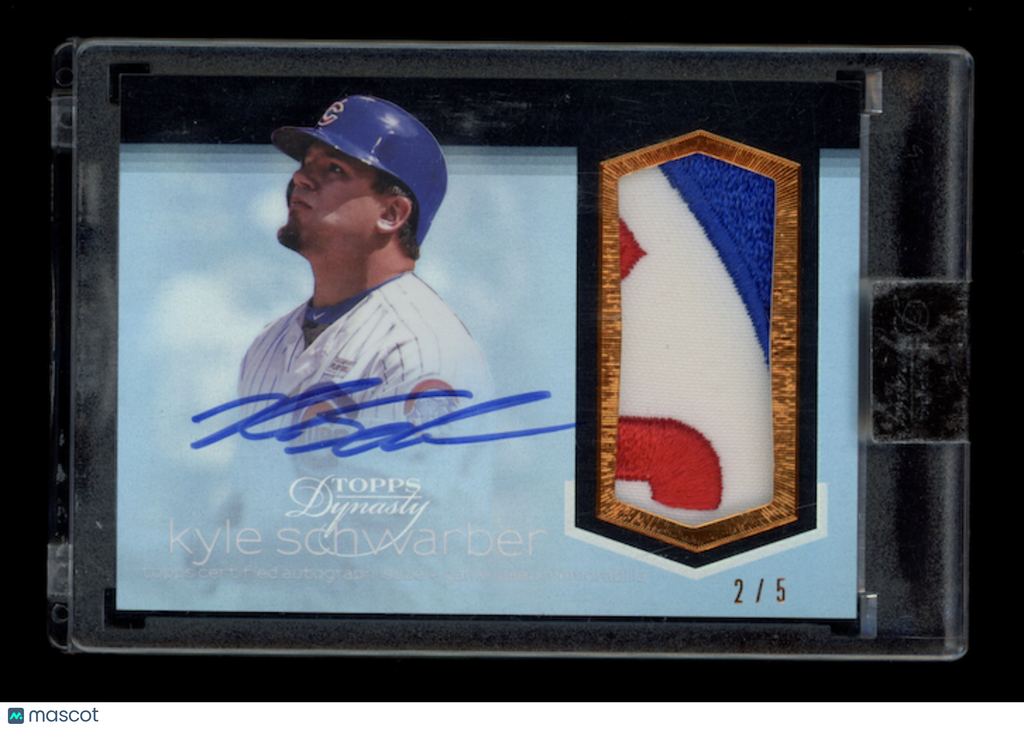 KYLE SCHWARBER 2018 Topps Dynasty Game Used Logo Patch Auto Blue /5 #AP-KS8
