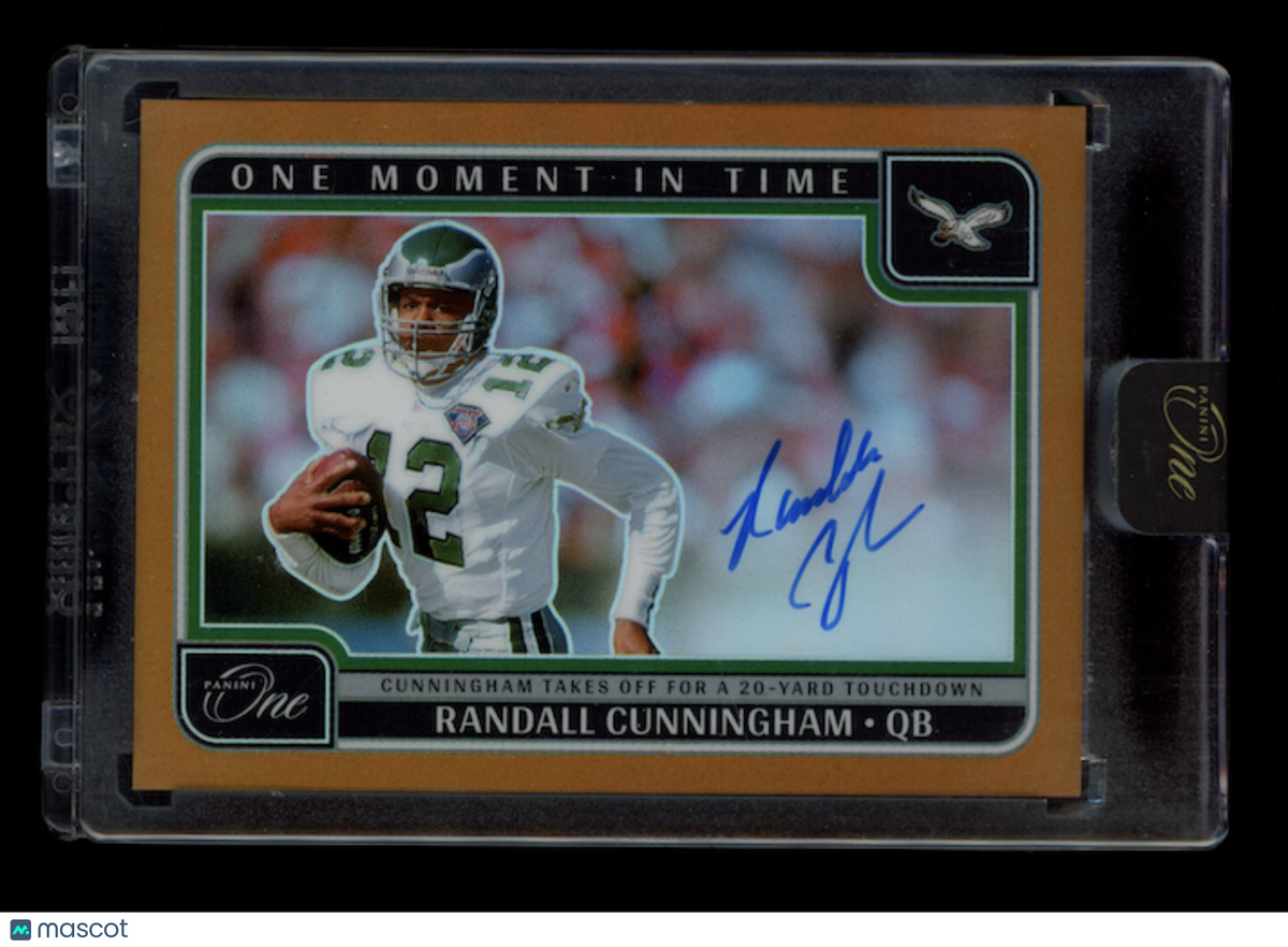 RANDALL CUNNINGHAM 2024 Panini One Moment In Time Auto Bronze Prizm /20 #389