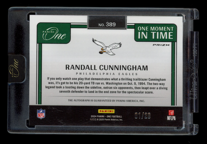 RANDALL CUNNINGHAM 2024 Panini One Moment In Time Auto Bronze Prizm /20 #389