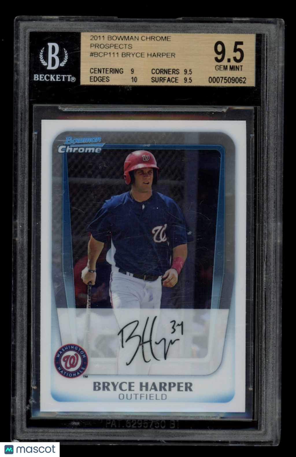 BRYCE HARPER 2011 Bowman Chrome Prospects #BCP111 BGS 9.5 Nationals