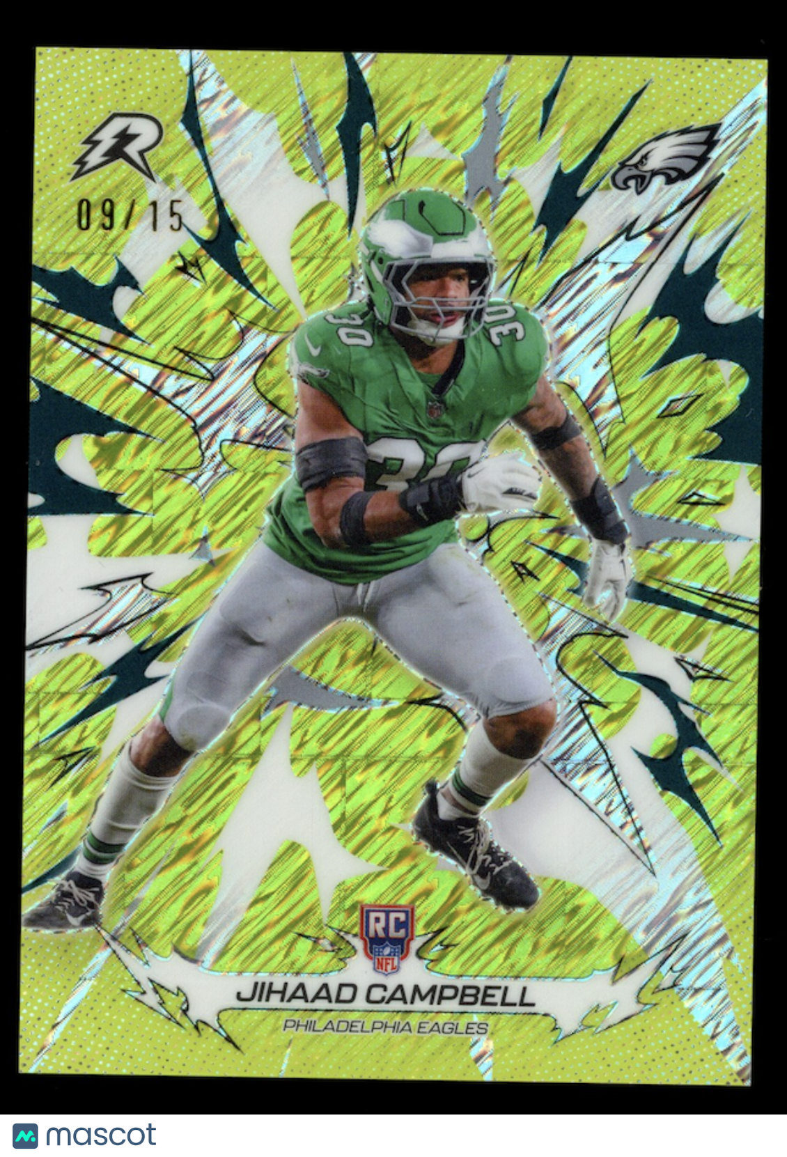 JIHAAD CAMPBELL 2025 Topps Resurgence Rookie Lime Green Static /15 #176 Eagles