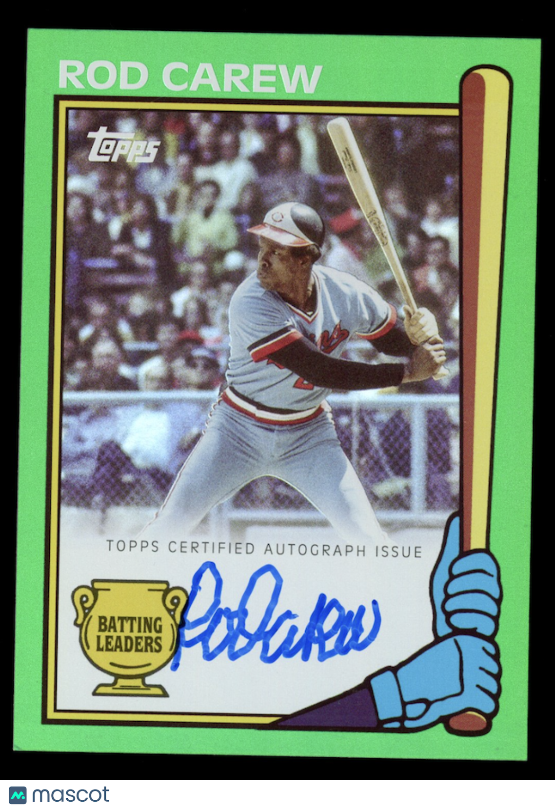 ROD CAREW 2024 Topps Archives 1990 Batting Leaders Auto Green /99 #90BLA-RCA