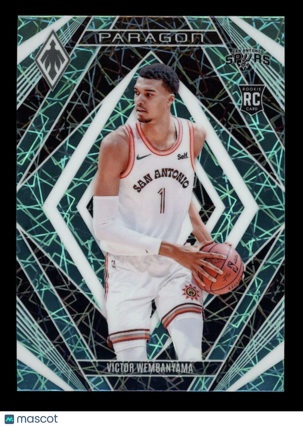 VICTOR WEMBANYAMA 2023-24 Panini Phoenix Rookie Paragon Teal Lazer #13 Spurs