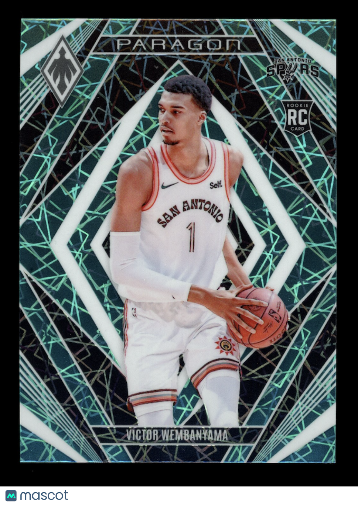 VICTOR WEMBANYAMA 2023-24 Panini Phoenix Rookie Paragon Teal Lazer #13 Spurs