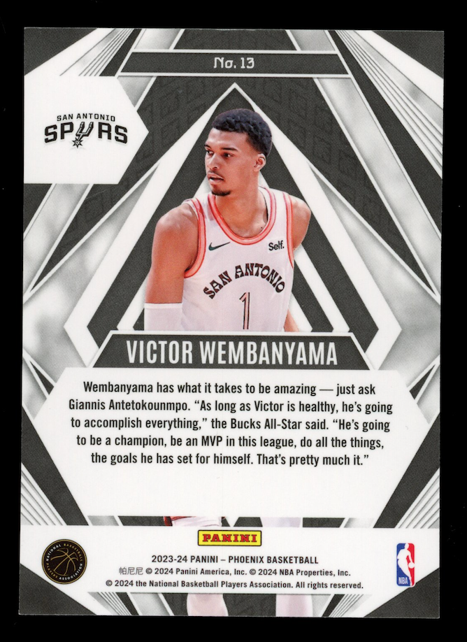 VICTOR WEMBANYAMA 2023-24 Panini Phoenix Rookie Paragon Teal Lazer #13 Spurs