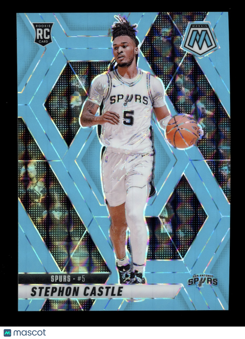 STEPHON CASTLE 2024-25 Panini Mosaic Rookie Blue Fluorescent /75 #236 Spurs
