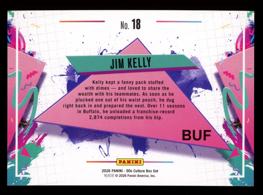 JIM KELLY 2026 Panini 90s Culture Box Set Color Blast SSP #18 Bills