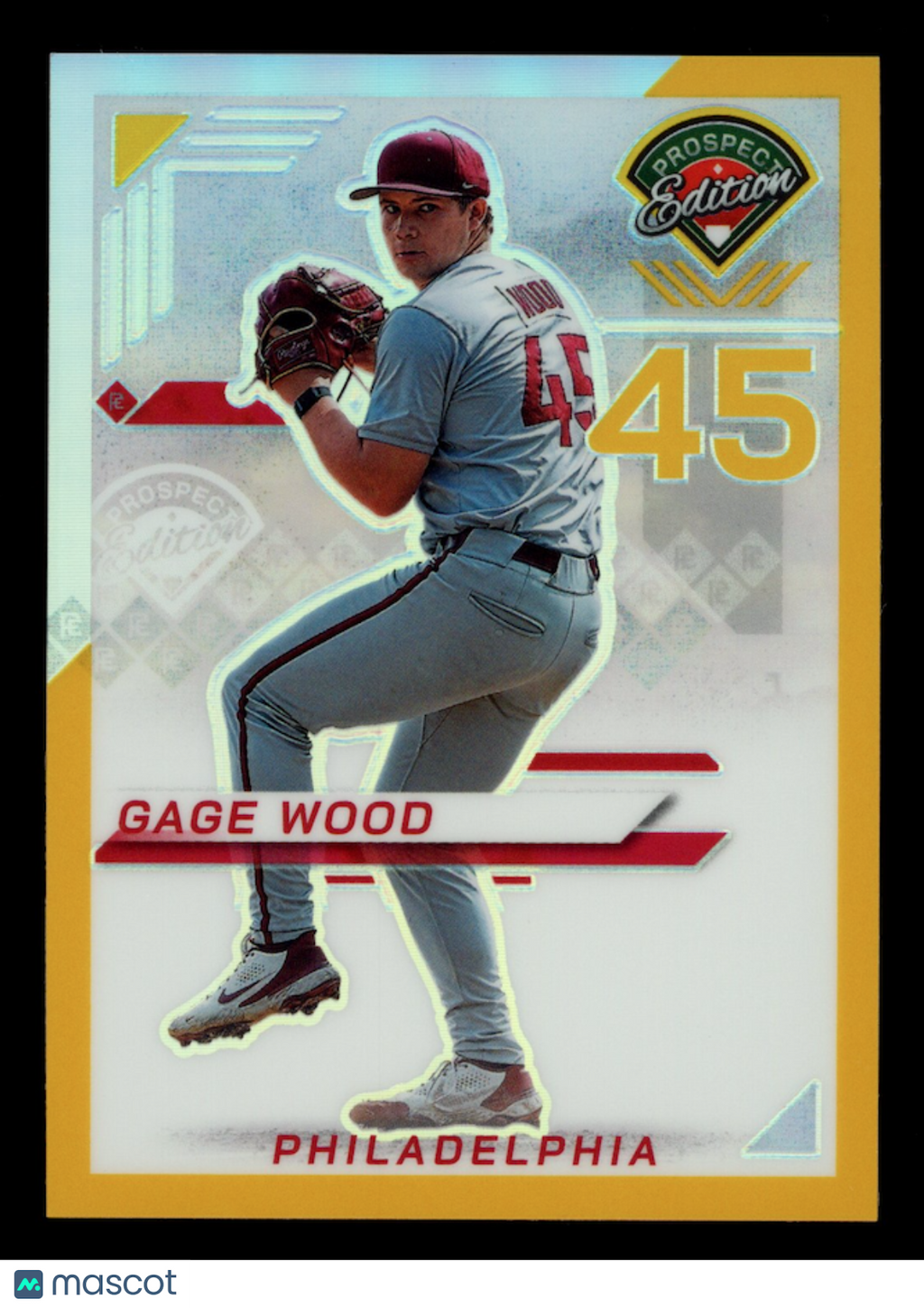 GAGE WOOD 2025 Panini Prospect Edition Gold Prizm /10 #198 Phillies