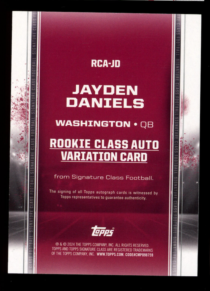 JAYDEN DANIELS 2024 Topps Signature Class Rookie Auto #RCA-JD Commanders