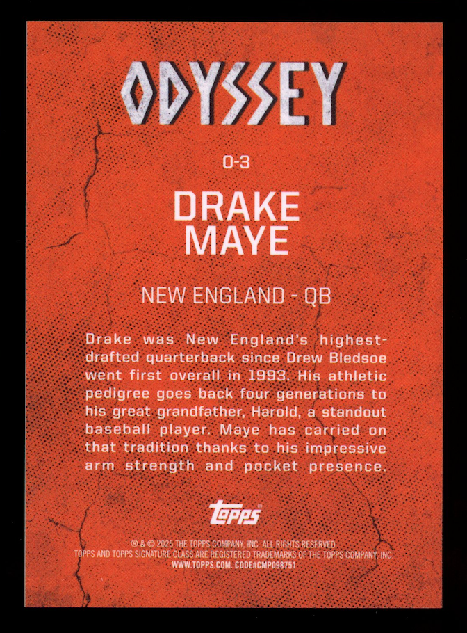 DRAKE MAYE 2024 Topps Signature Class Odyssey Rookie Case Hit SSP #O-3 Patriots