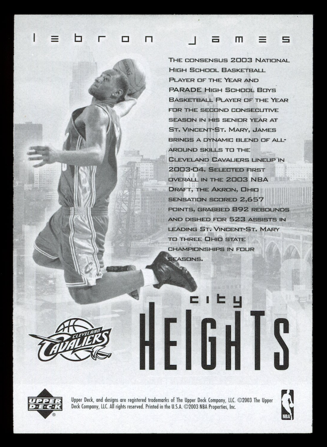 LEBRON JAMES 2003-04 Upper Deck City Heights Rookie Cavaliers