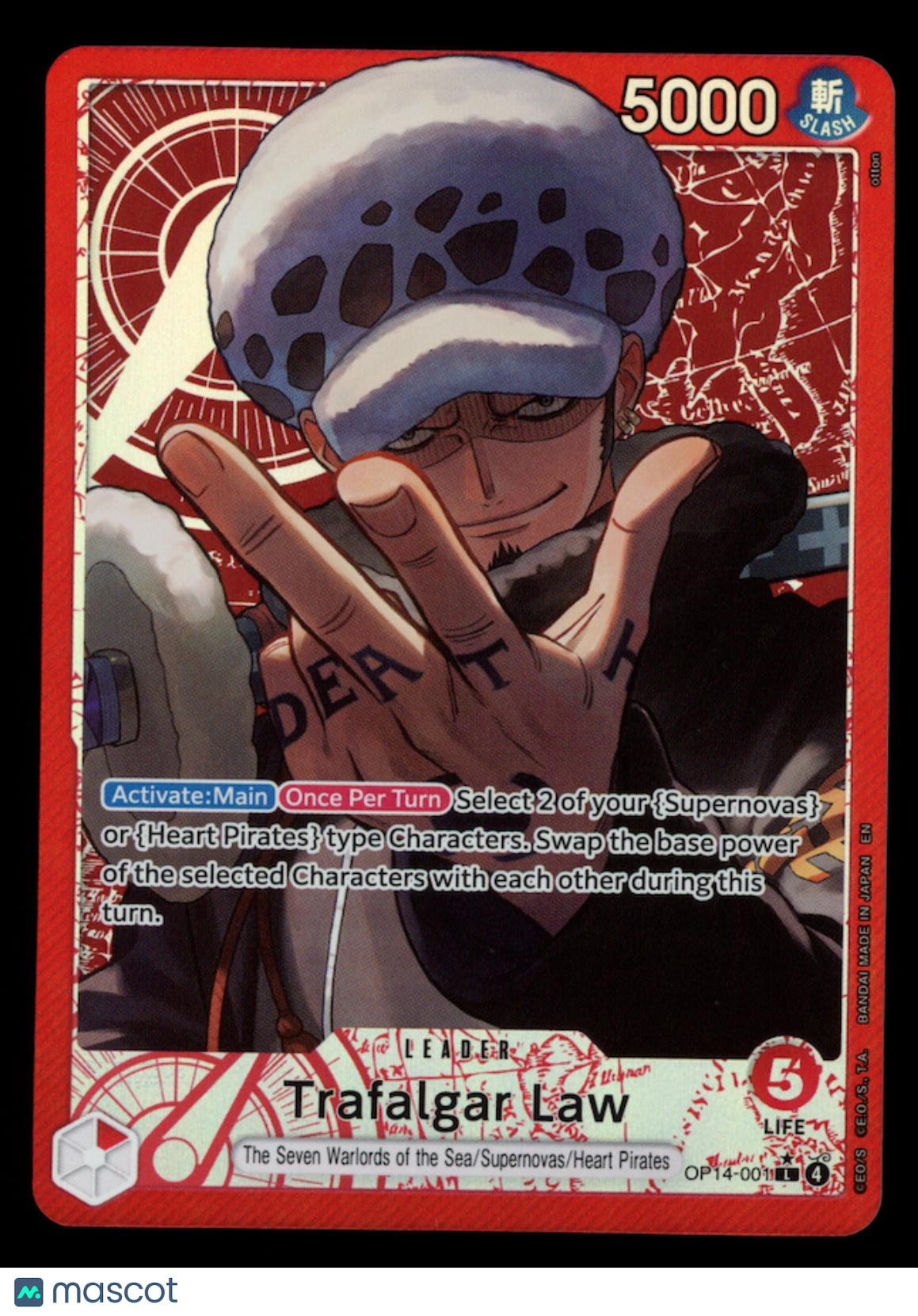 TRAFALGAR LAW 2026 One Piece Azure Sea's Seven #OP14-001 Alternate Art Leader
