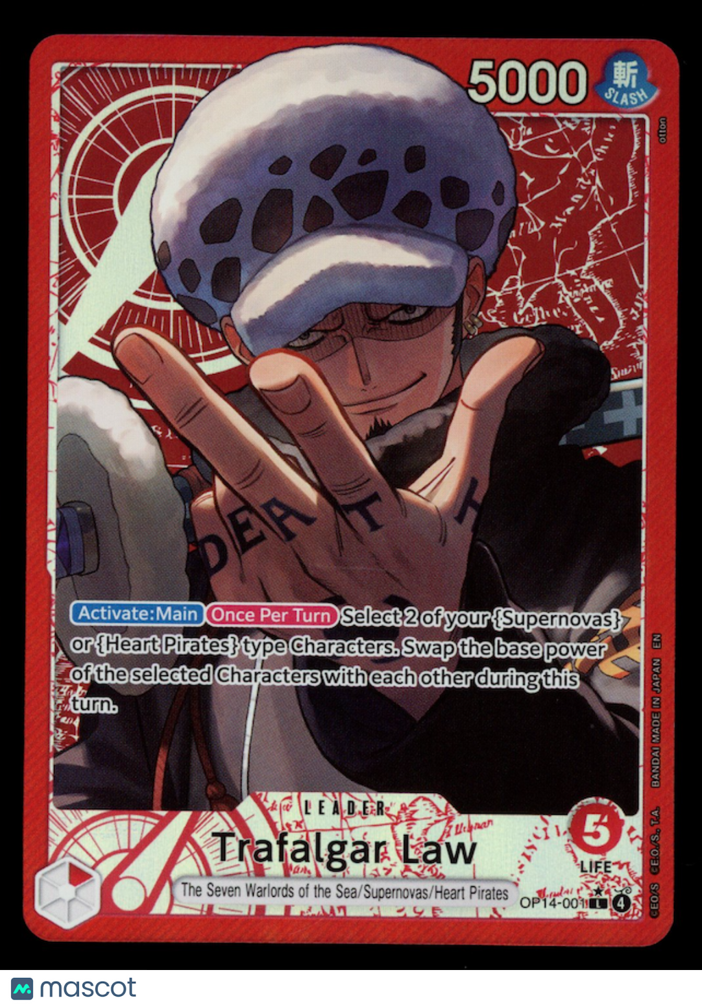 TRAFALGAR LAW 2026 One Piece Azure Sea's Seven #OP14-001 Alternate Art Leader