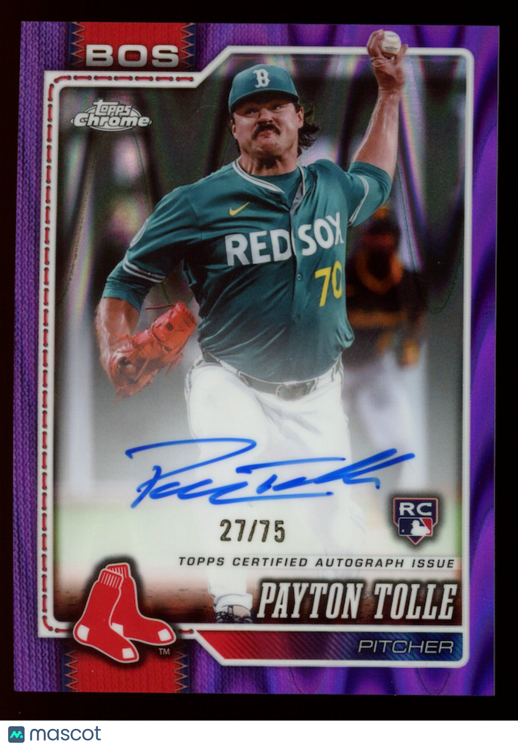 PAYTON TOLLE 2026 Topps Chrome Rookie Auto Purple RayWave Refractor /75 #PA-PT