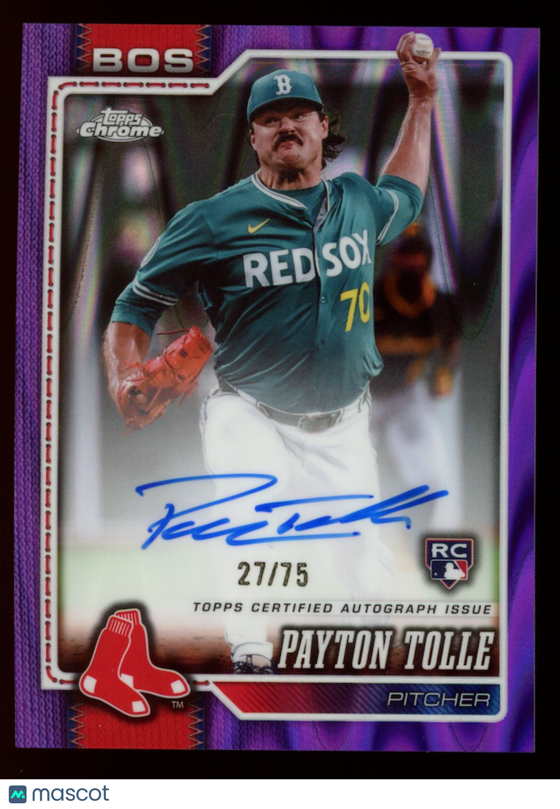 PAYTON TOLLE 2026 Topps Chrome Rookie Auto Purple RayWave Refractor /75 #PA-PT