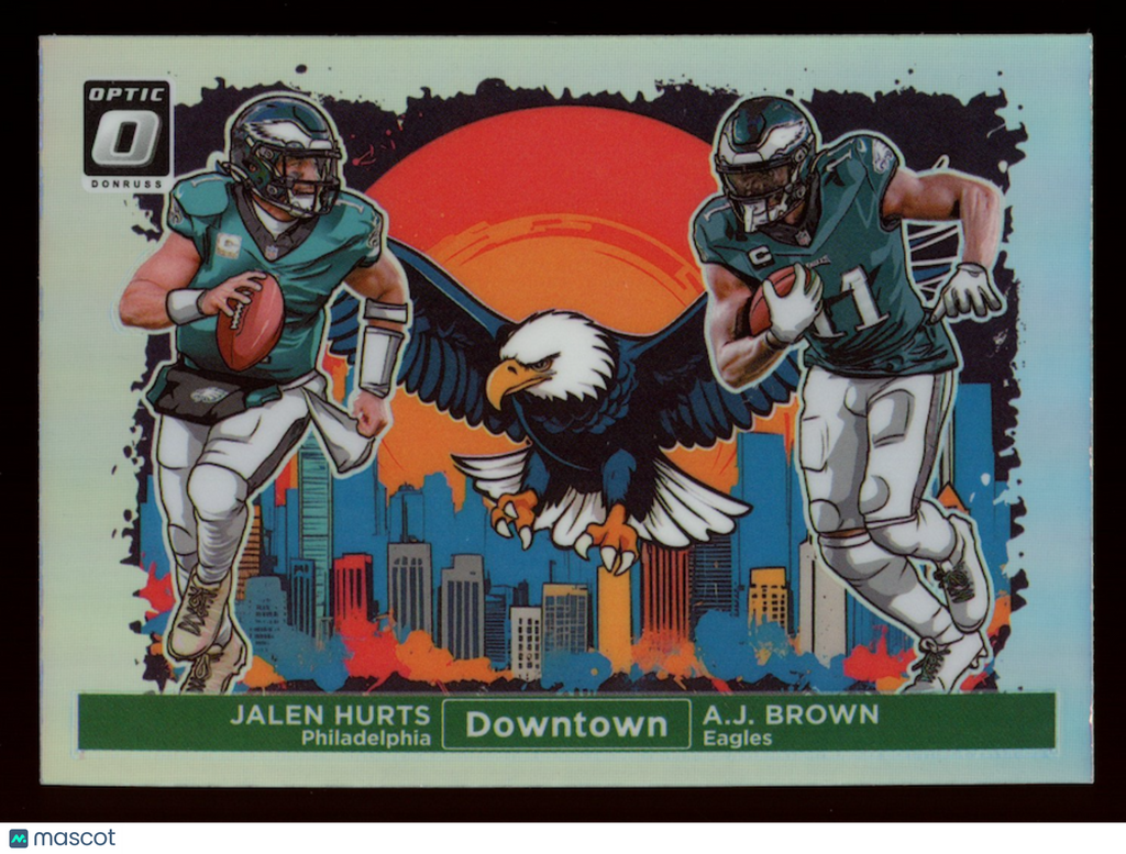 JALEN HURTS A.J. BROWN 2024 Panini Donruss Optic Downtown Case Hit SSP #4 Eagles