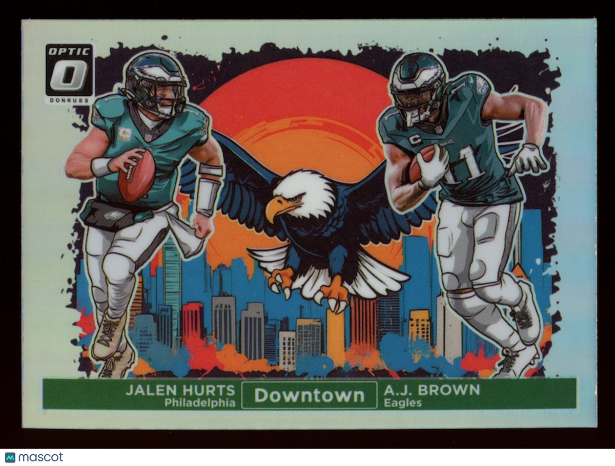 JALEN HURTS A.J. BROWN 2024 Panini Donruss Optic Downtown Case Hit SSP #4 Eagles