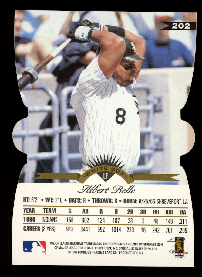 ALBERT BELLE 1997 Donruss Leaf Fractal Matrix Y-Axis Die-Cut #202 White Sox
