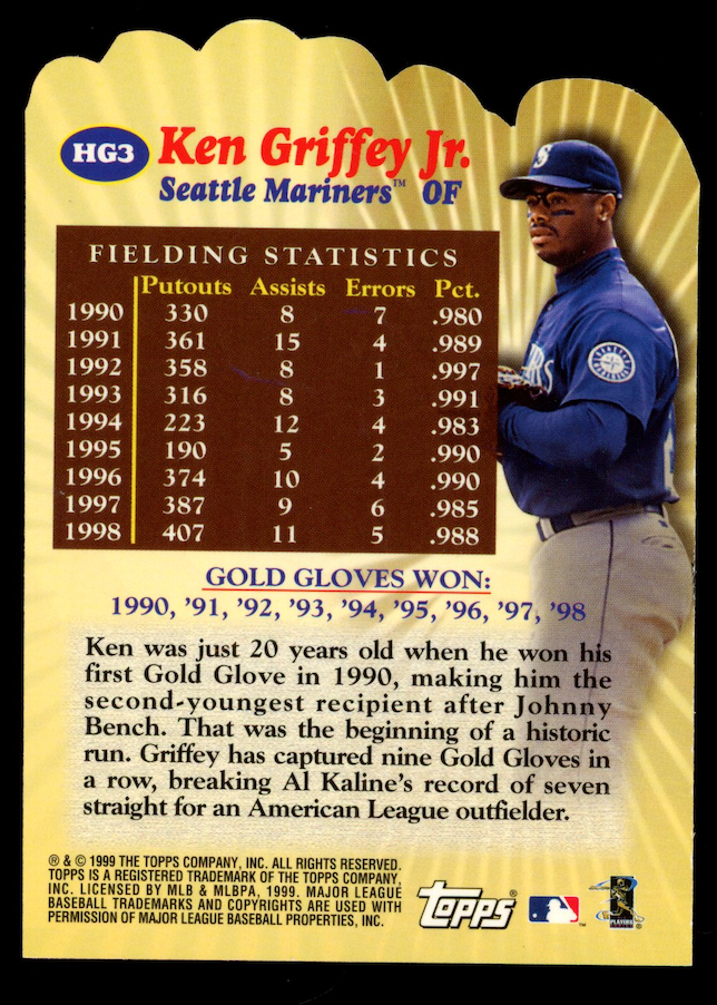 KEN GRIFFEY JR. 1999 Topps Hands Of Gold Insert #HG3 Mariners