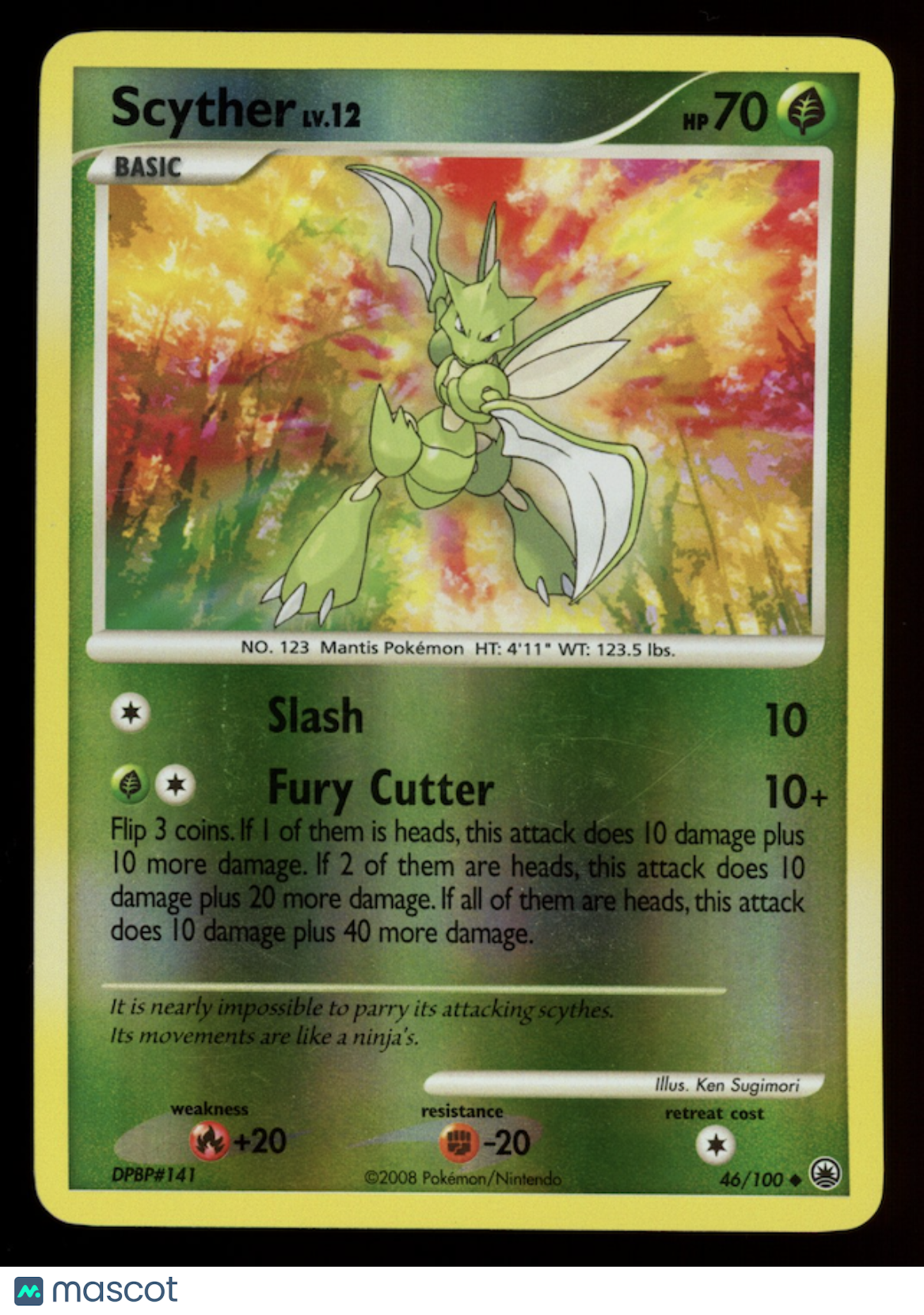 SCYTHER 2008 Pokemon Majestic Dawn Reverse Holo Uncommon #46/100