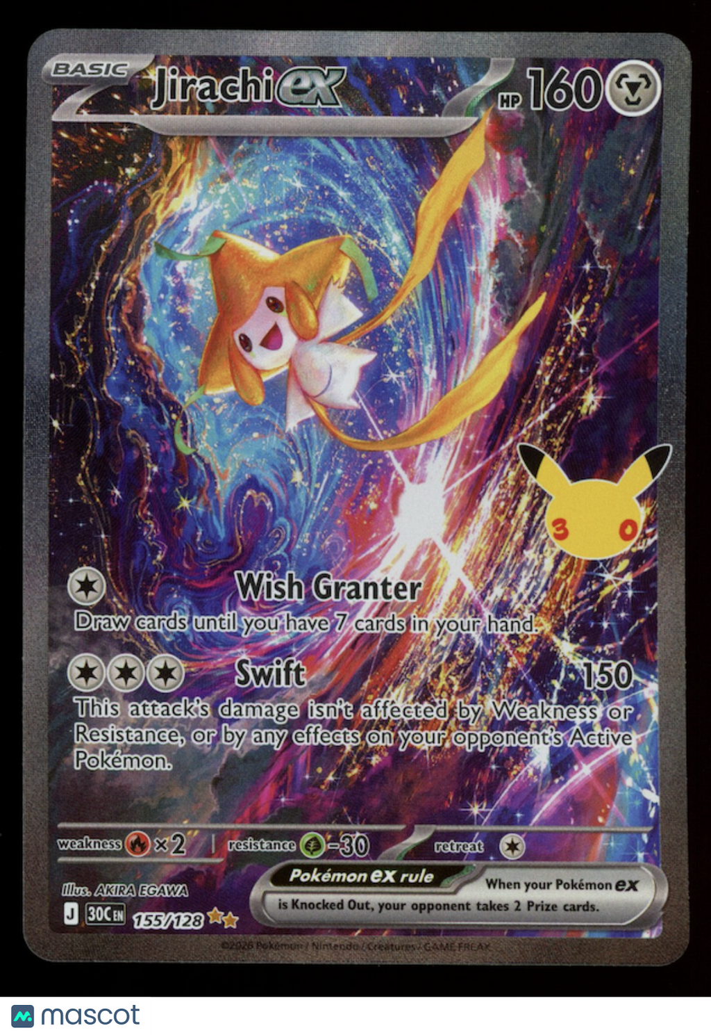 JIRACHI EX 2026 Pokemon 30th Celebration Special Illustration Rare #155/128