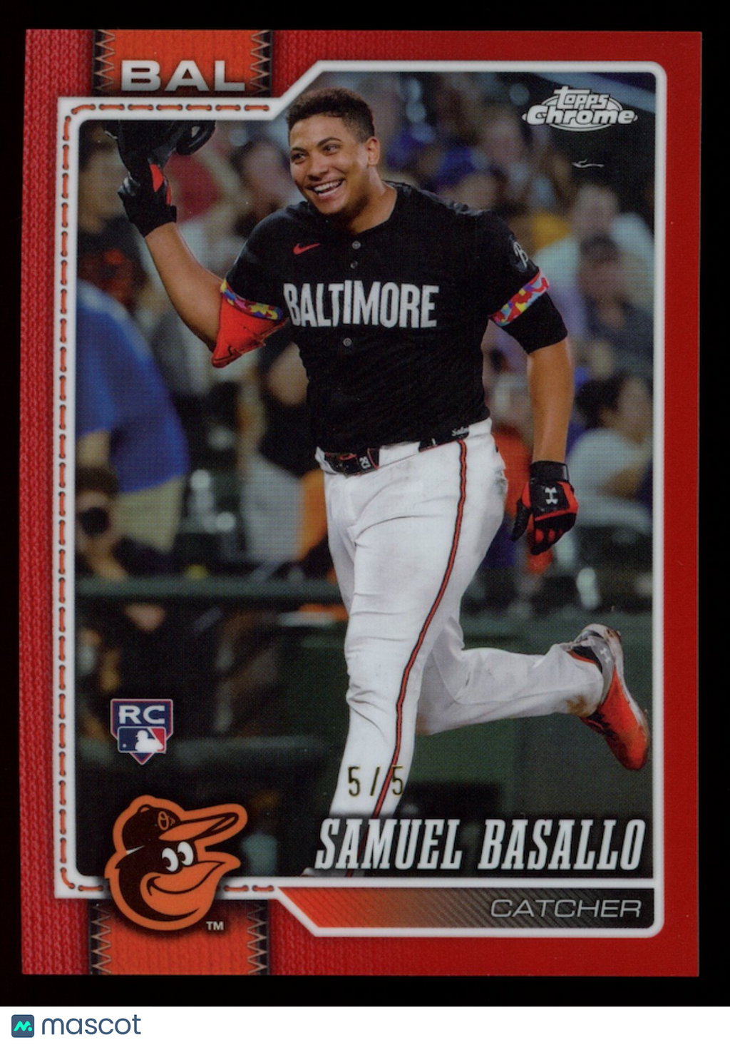 SAMUEL BASALLO 2026 Topps Chrome Rookie True Red Refractor /5 #7 Orioles